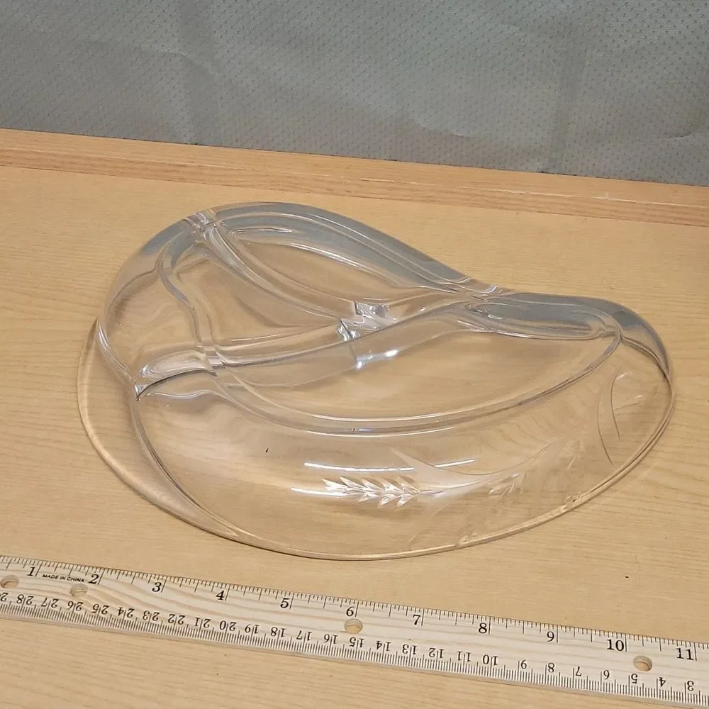 Beautiful Vintage Fostoria Crystal Freeform Wheat Etched Divided Relish Dish‎